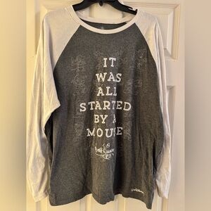 Disney Gray and White Long Sleeve Graphic Tee